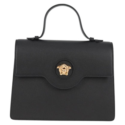 Versace La Medusa Top Handle Bag Leather, BLACK, LEATHER, Handbag