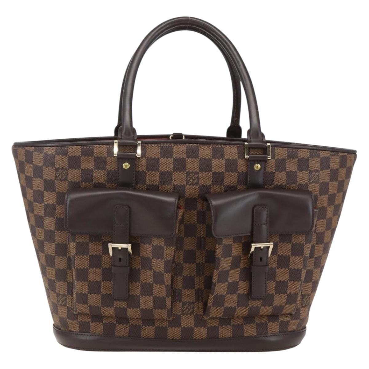 Louis Vuitton Manosque Handbag Damier, BROWN, CANVAS, Tote bag