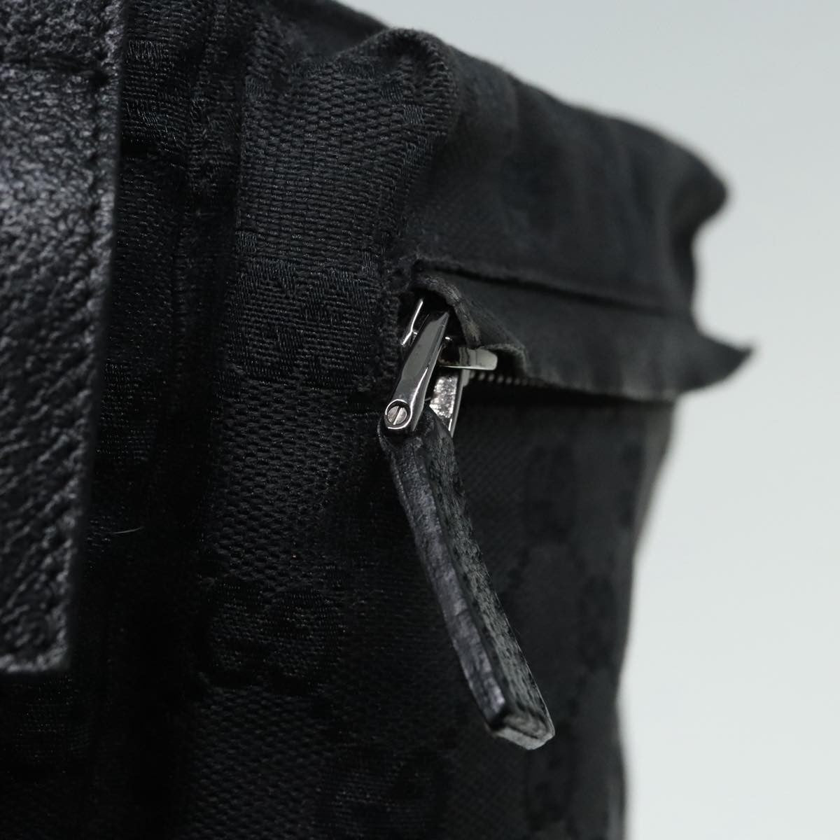 Gucci Vintage Double Belt Bag GG Canvas with Leather, BLACK, CANVAS, Clutche & pouche