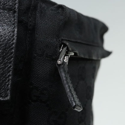 Gucci Vintage Double Belt Bag GG Canvas with Leather, BLACK, CANVAS, Clutche & pouche