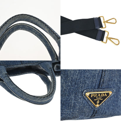 Prada Canapa Convertible Tote Denim, BLUE, DENIM_JEANS, Tote bag