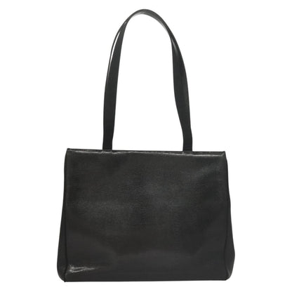 Salvatore Ferragamo Vintage Vara Bow Tote Lizard Embossed Leather, BLACK, LEATHER, Tote bag