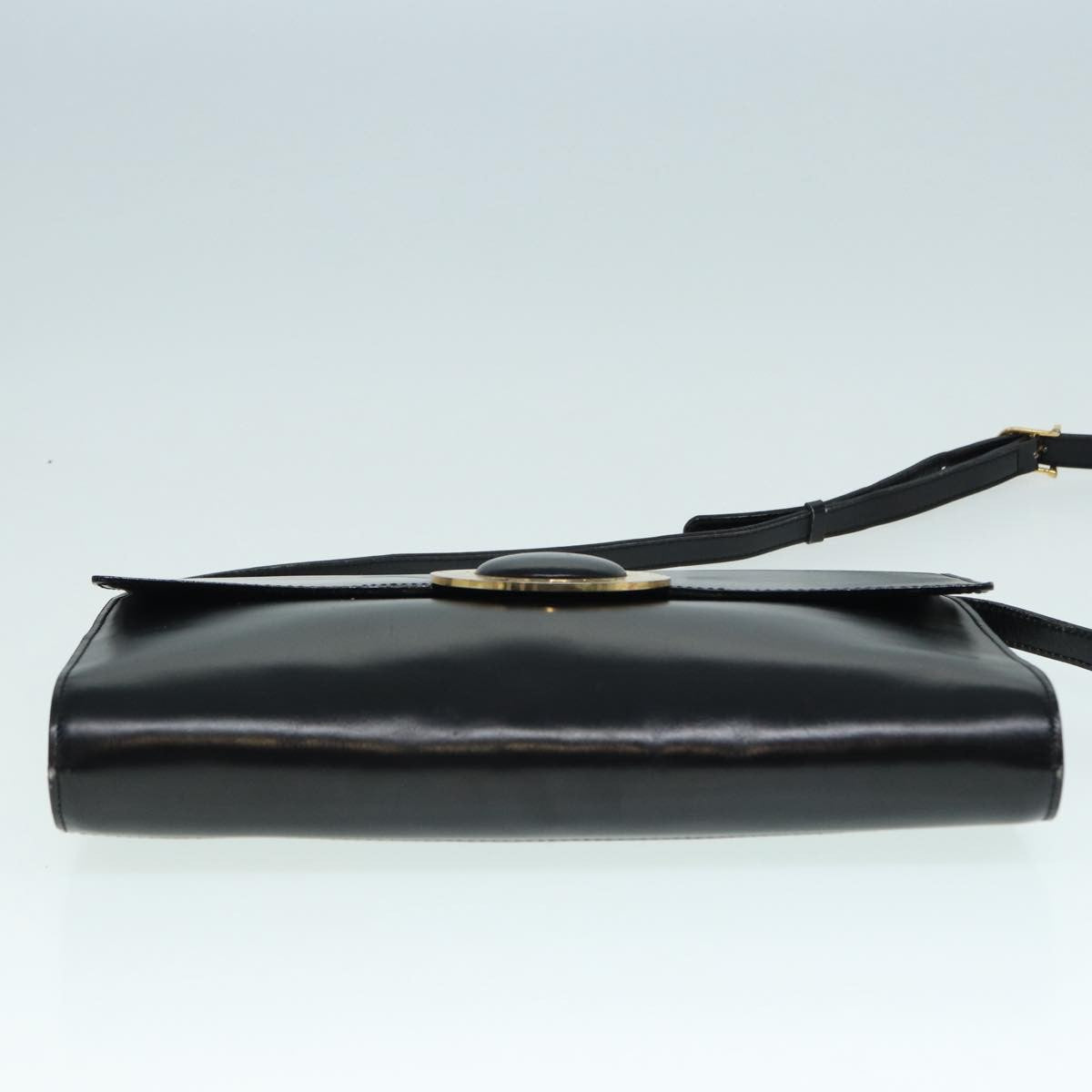 Celine Vintage Circle Logo Crossbody Bag Leather, BLACK, LEATHER, Shoulder bag