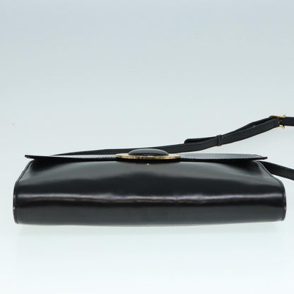 Celine Vintage Circle Logo Crossbody Bag Leather, BLACK, LEATHER, Shoulder bag