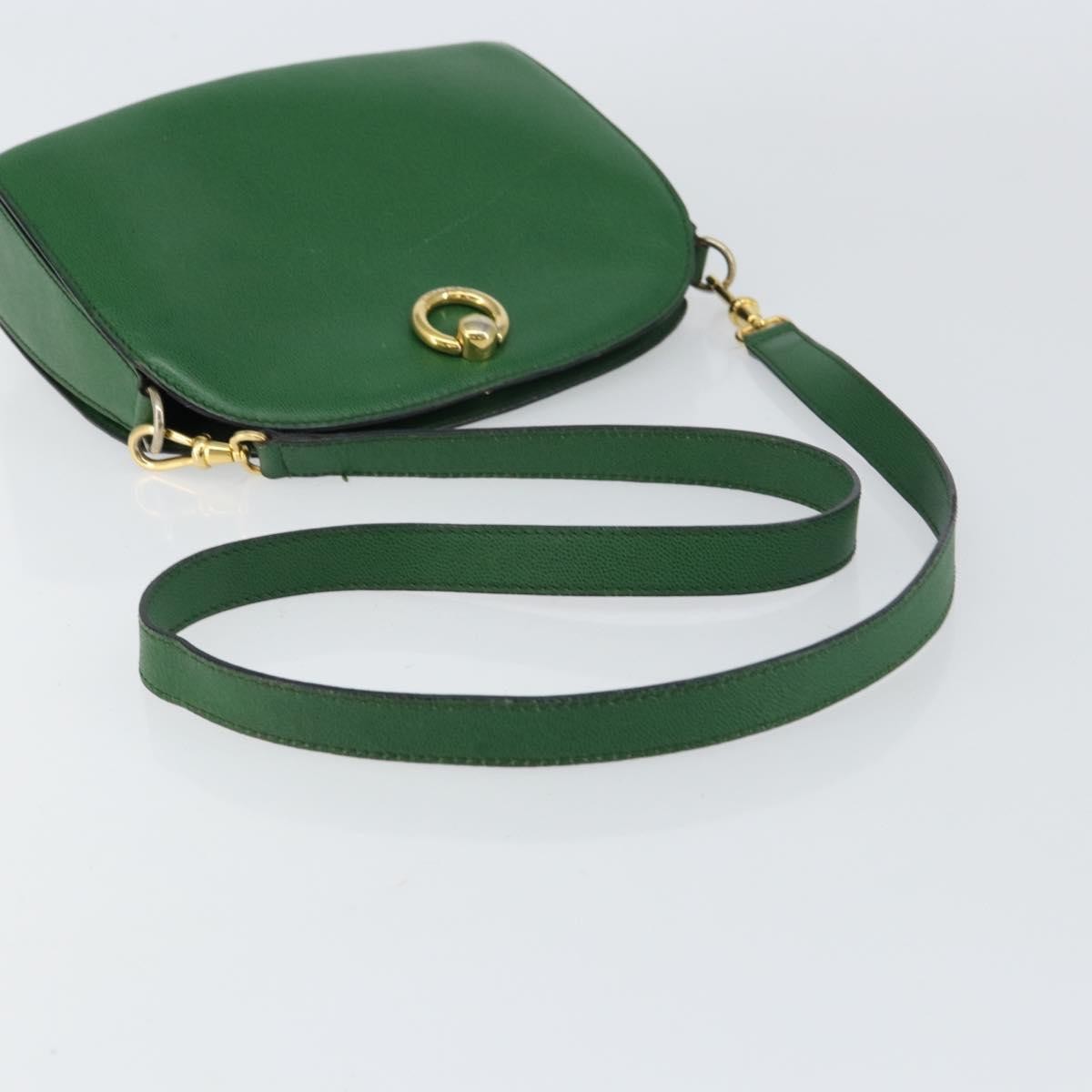 Celine Vintage Shoulder Bag Leather, GREEN, LEATHER, Shoulder bag