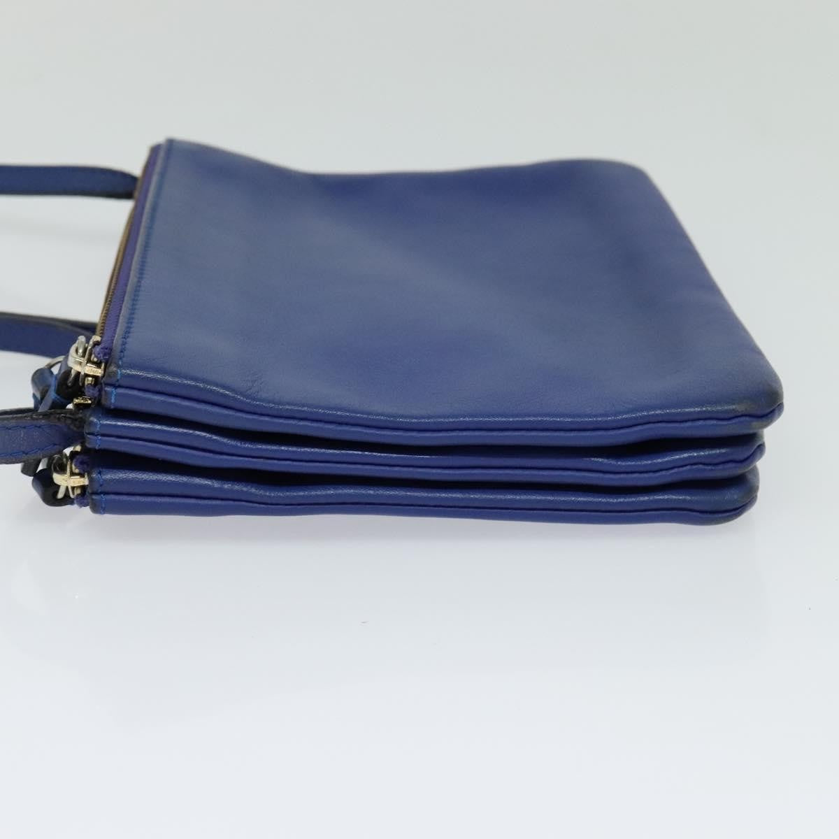 Celine Trio Crossbody Bag Leather, BLUE, LEATHER, Shoulder bag