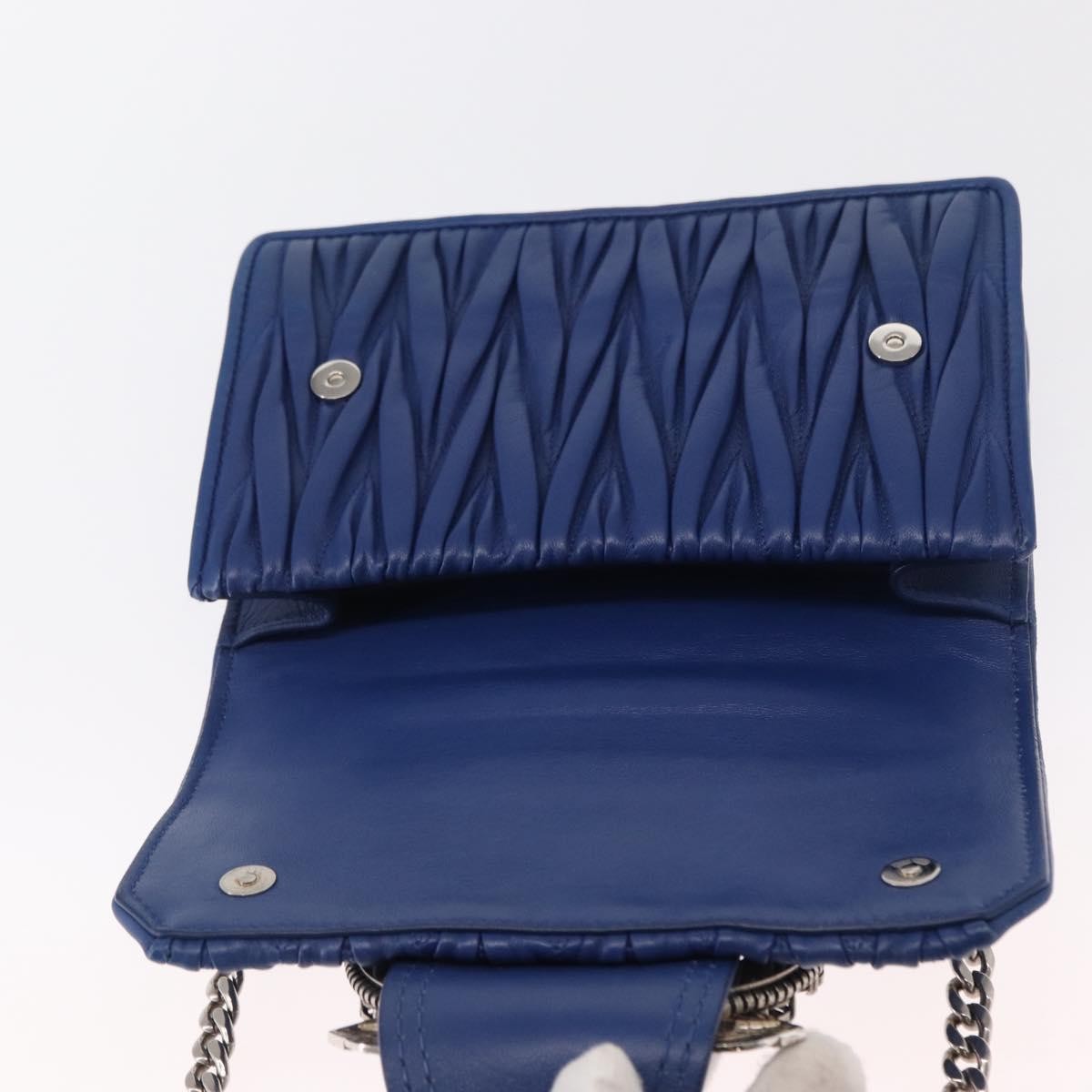 Miu Miu Madras Crystal Buckle Shoulder Bag Leather, Blue, Leather, Shoulder Bag