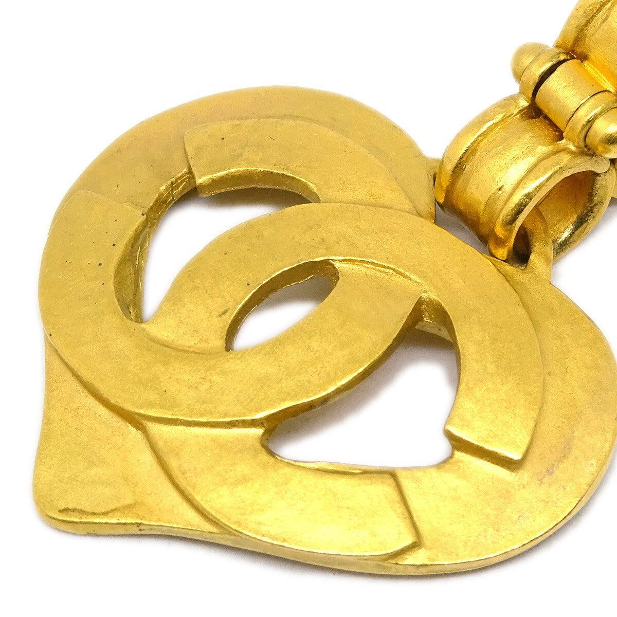 Chanel Vintage CC Heart Cut Out Drop Clip-On Earrings Metal, GOLD, GOLD_PLATED, Earrings
