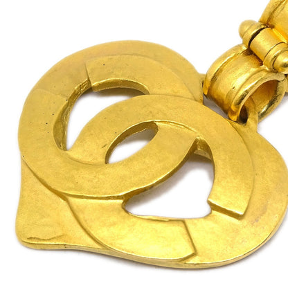 Chanel Vintage CC Heart Cut Out Drop Clip-On Earrings Metal, GOLD, GOLD_PLATED, Earrings