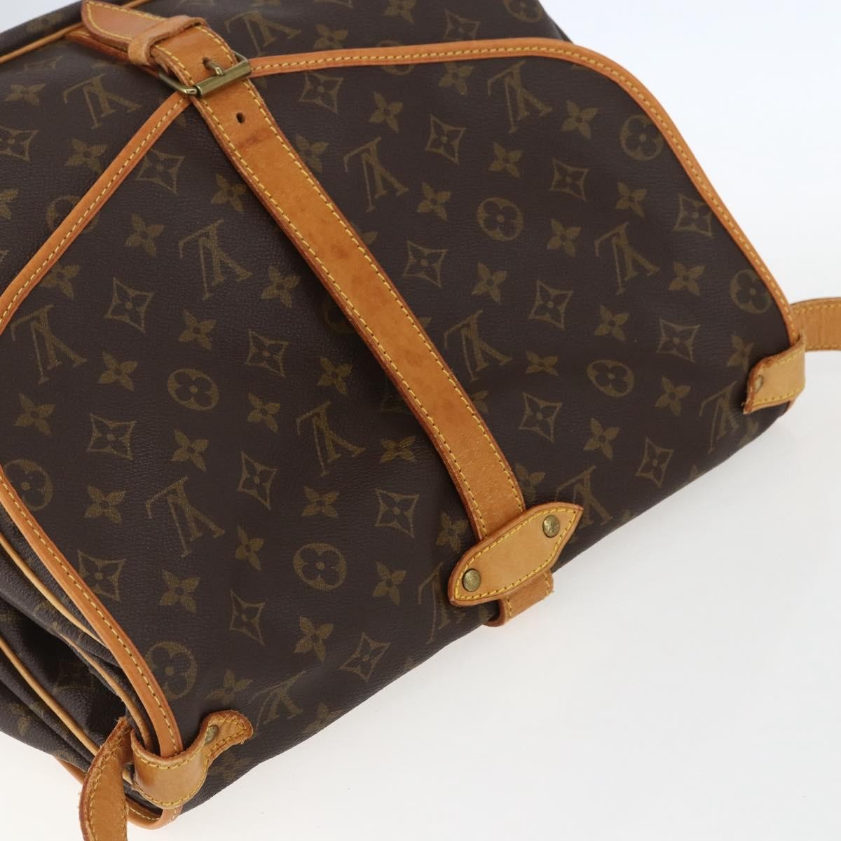 Louis Vuitton Saumur Handbag Monogram Canvas, BROWN, CANVAS, Shoulder bag