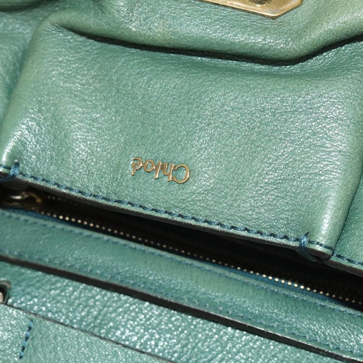 Chloe Elsie Satchel Leather, GREEN, LEATHER, Handbag
