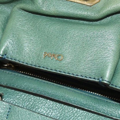Chloe Elsie Satchel Leather, GREEN, LEATHER, Handbag