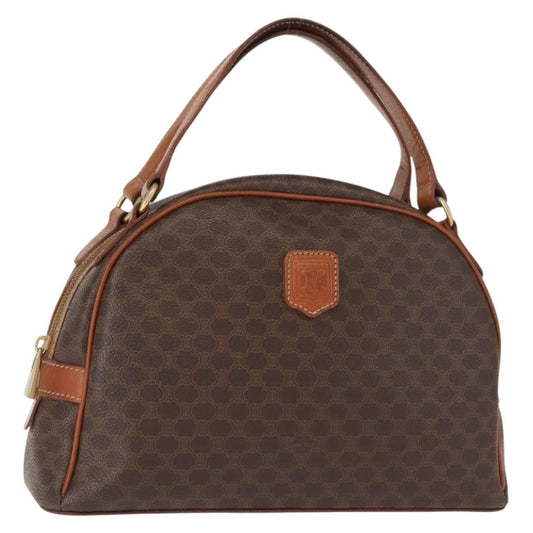 Celine Vintage Macadam Handbag Canvas and Leather, BROWN, CANVAS, Handbag