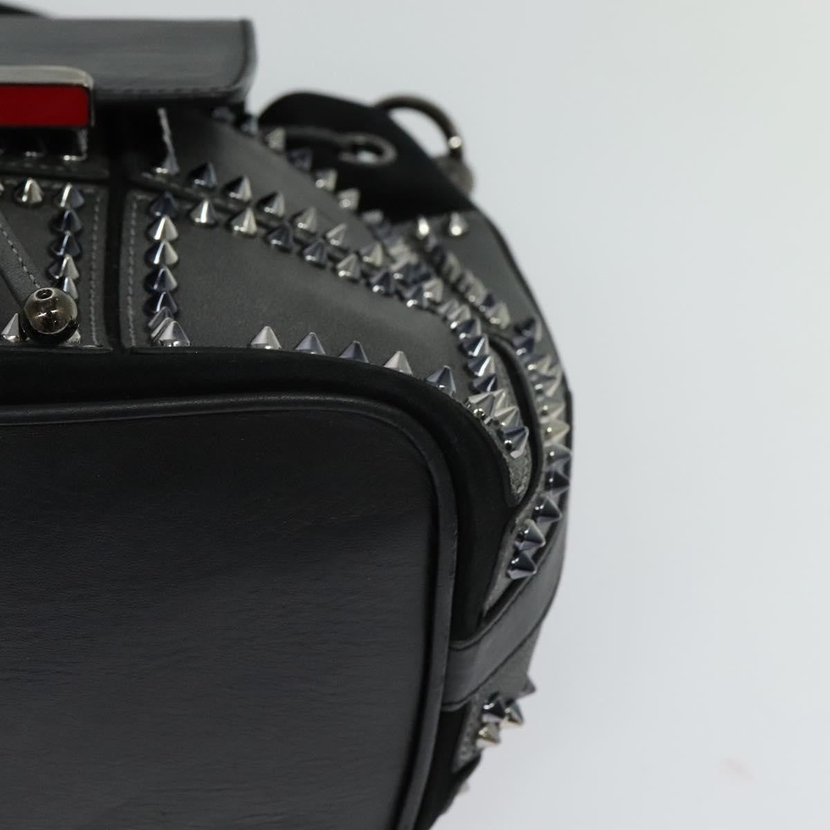 Christian Louboutin Lucky L Convertible Backpack Spiked Leather and Suede, BLACK, LEATHER, Backpack
