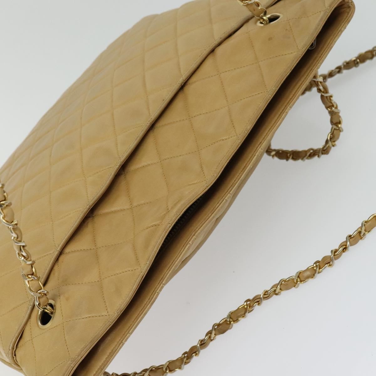 Chanel Vintage Shoulder Bag Leather, Beige, Leather, Shoulder Bag
