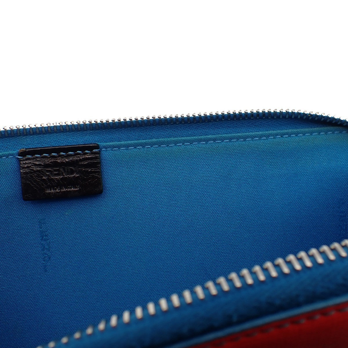 Fendi Monster Clutch Leather, BLUE, LEATHER, Clutche & pouche