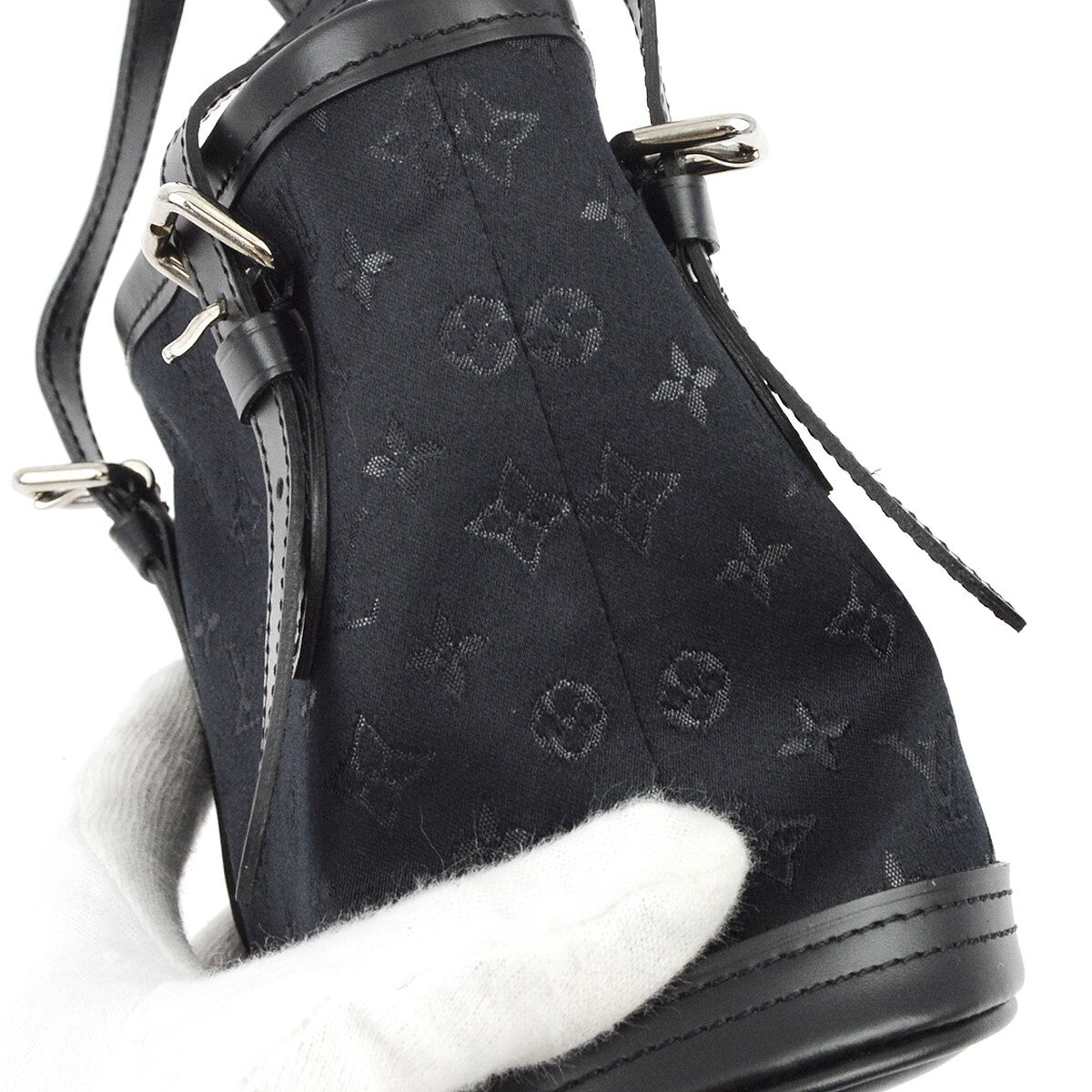 Louis Vuitton Bucket Bag Monogram Satin, BLACK, SATIN, Handbag