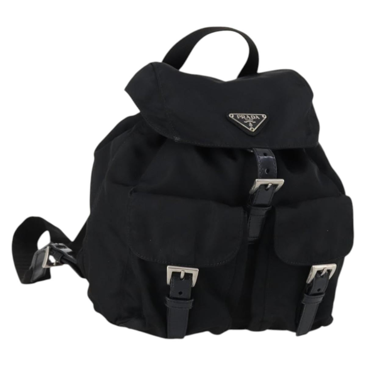 Prada Double Front Pocket Backpack Tessuto, BLACK, NYLON, Backpack