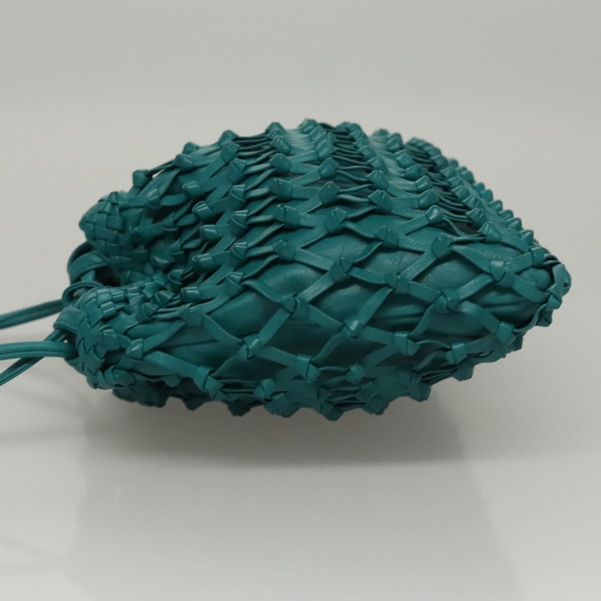 Chanel Vintage Resin Bucket Bag Woven Leather, TURQUOISE, LEATHER, Shoulder bag