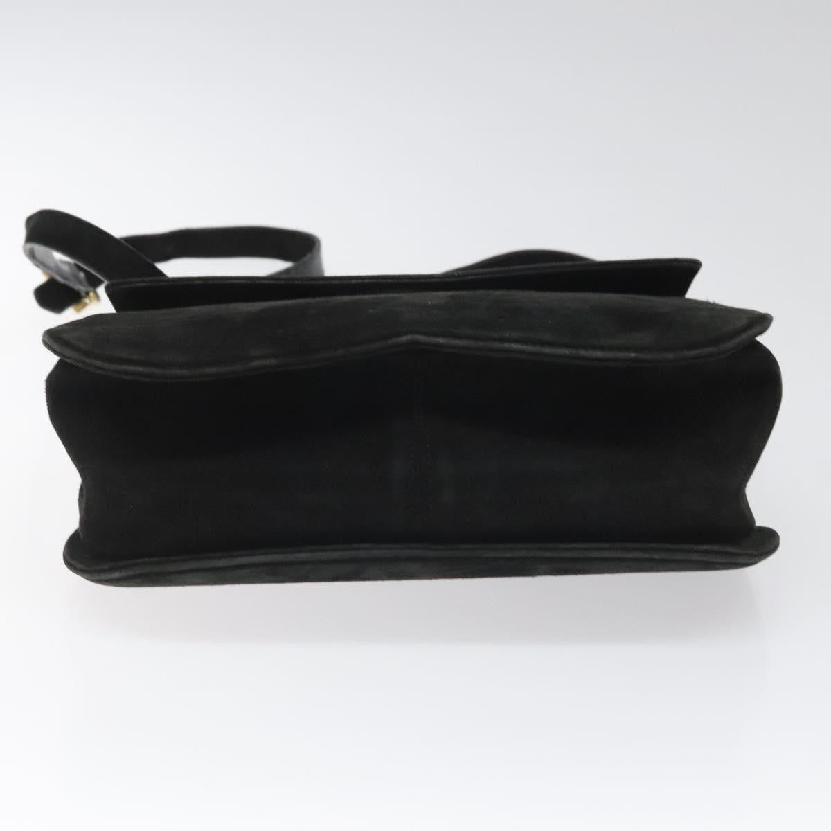 Salvatore Ferragamo Gancini Shoulder Bag Suede, BLACK, SUEDE, Shoulder bag