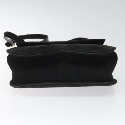 Salvatore Ferragamo Gancini Shoulder Bag Suede, BLACK, SUEDE, Shoulder bag