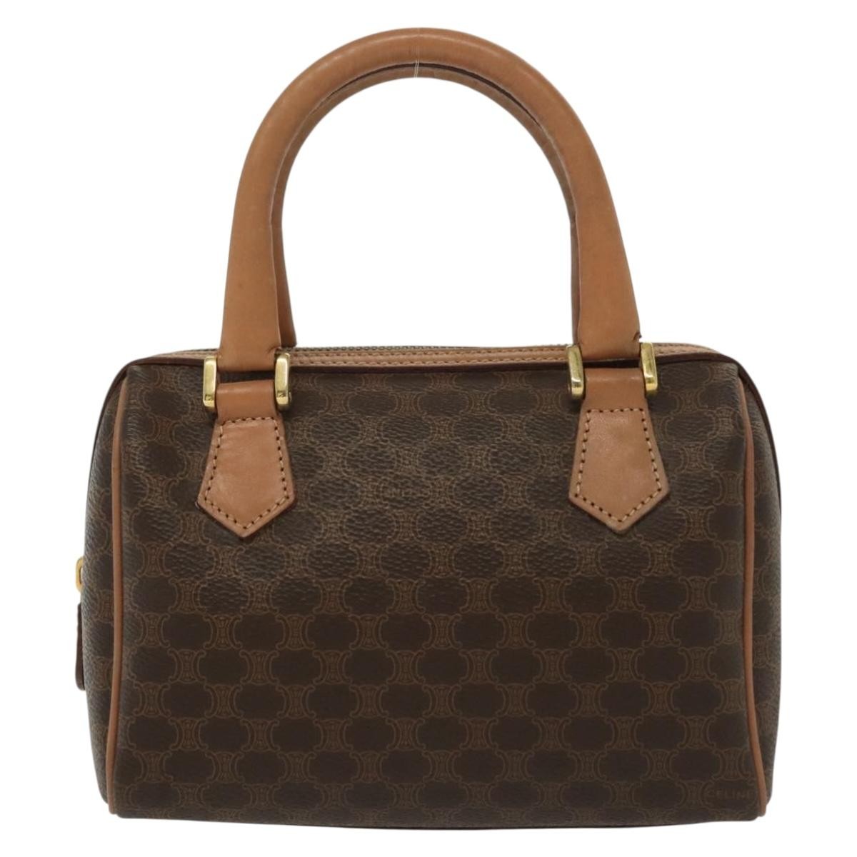 Celine Macadam Handbag Macadam with leather, BROWN, CANVAS, Handbag