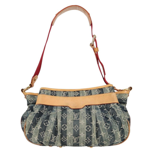 Louis Vuitton Porte Epaule Raye Handbag Striped Monogram Denim, BLUE, DENIM_JEANS, Handbag