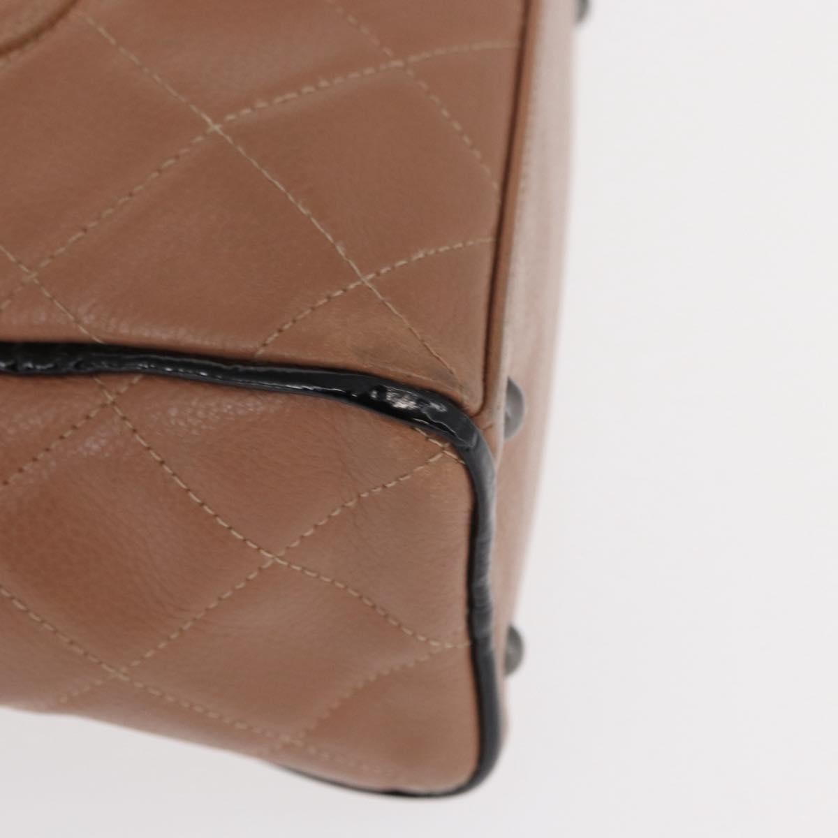 Chanel Embossed Logo Bowler Bag Quilted Caviar, BEIGE, LEATHER, Handbag