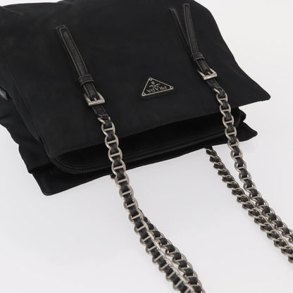 Prada Vintage Chain Shoulder Bag Tessuto, BLACK, NYLON, Shoulder bag