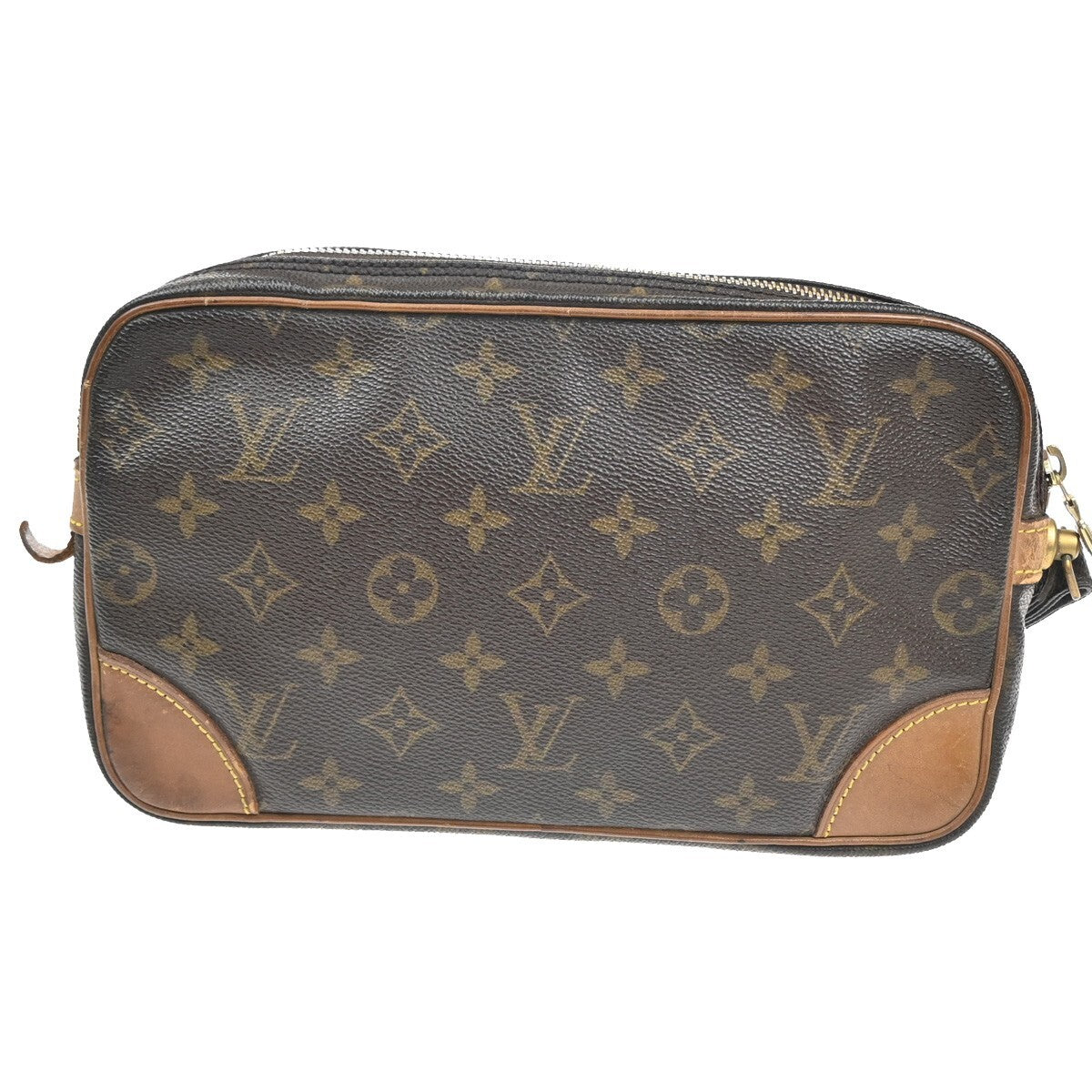Louis Vuitton Marly Dragonne Clutch Monogram Canvas, BROWN, CANVAS, Clutche & pouche