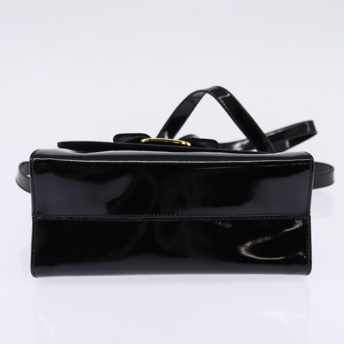 Salvatore Ferragamo Vintage Vara Bow Top Handle Bag Patent Leather, BLACK, PATENT_LEATHER, Handbag