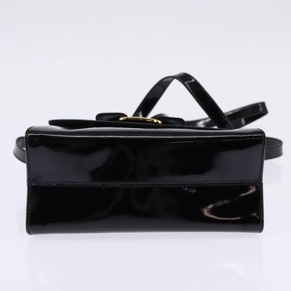 Salvatore Ferragamo Vintage Vara Bow Top Handle Bag Patent Leather, BLACK, PATENT_LEATHER, Handbag