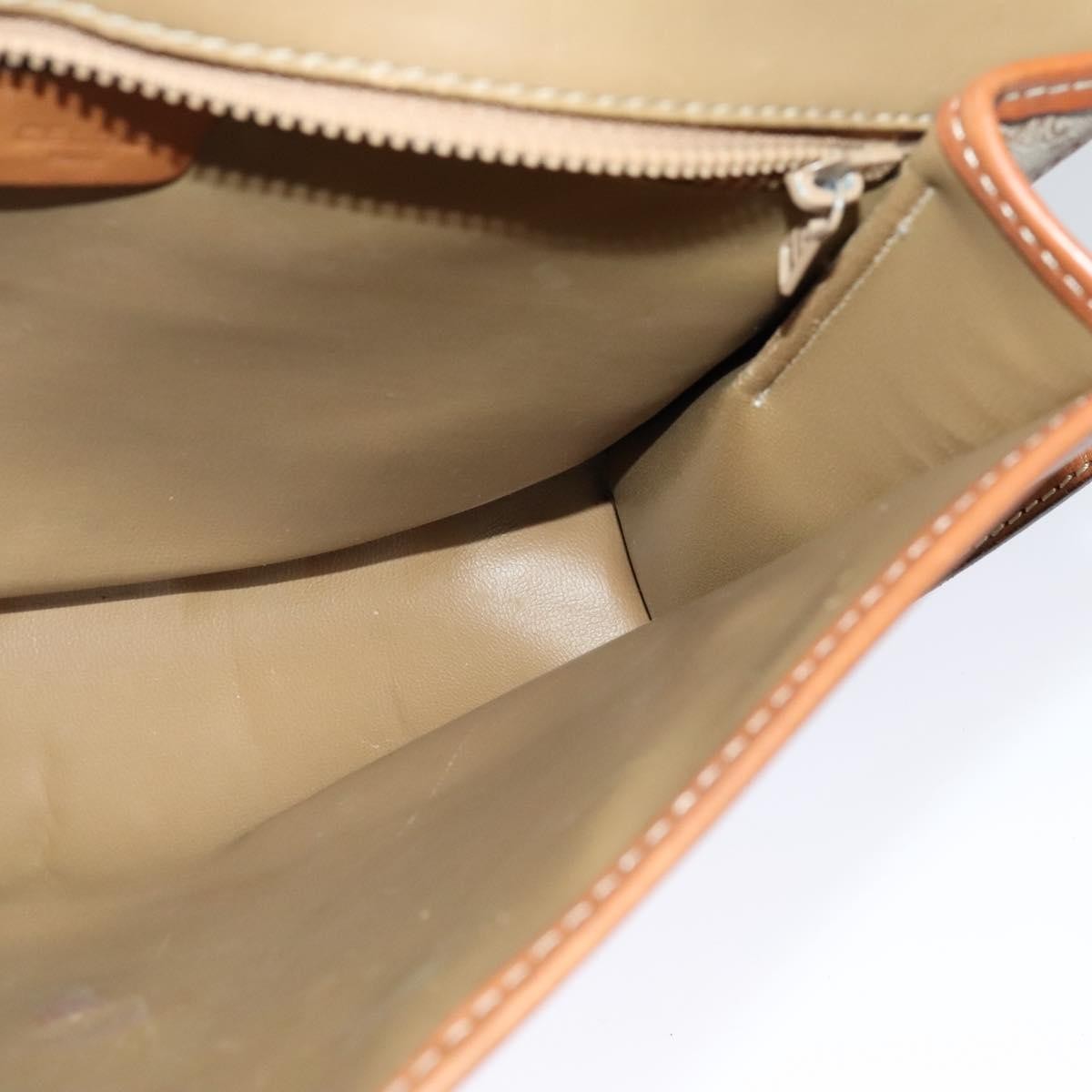 Celine Vintage Macadam Shoulder Bag Canvas and Leather, BEIGE, CANVAS, Shoulder bag