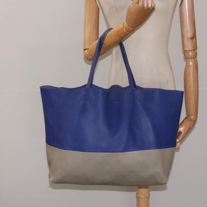 Celine Horizontal Bi-Cabas Tote Leather, BLUE, LEATHER, Tote bag
