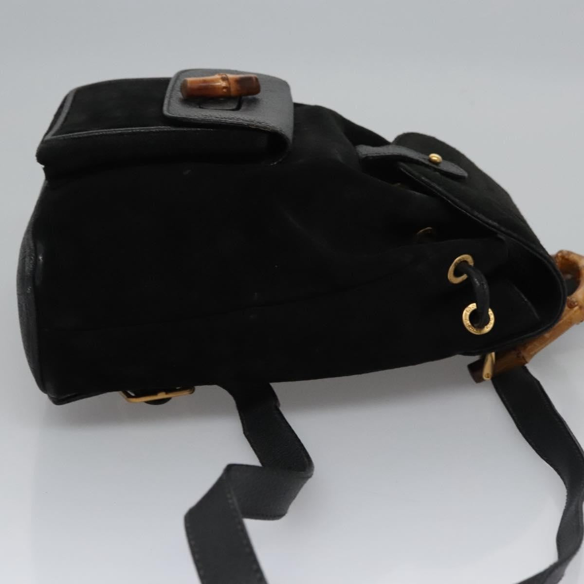 Gucci Gucci bamboo backpack daim, BLACK, SUEDE, Backpack