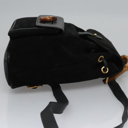 Gucci Gucci bamboo backpack daim, BLACK, SUEDE, Backpack