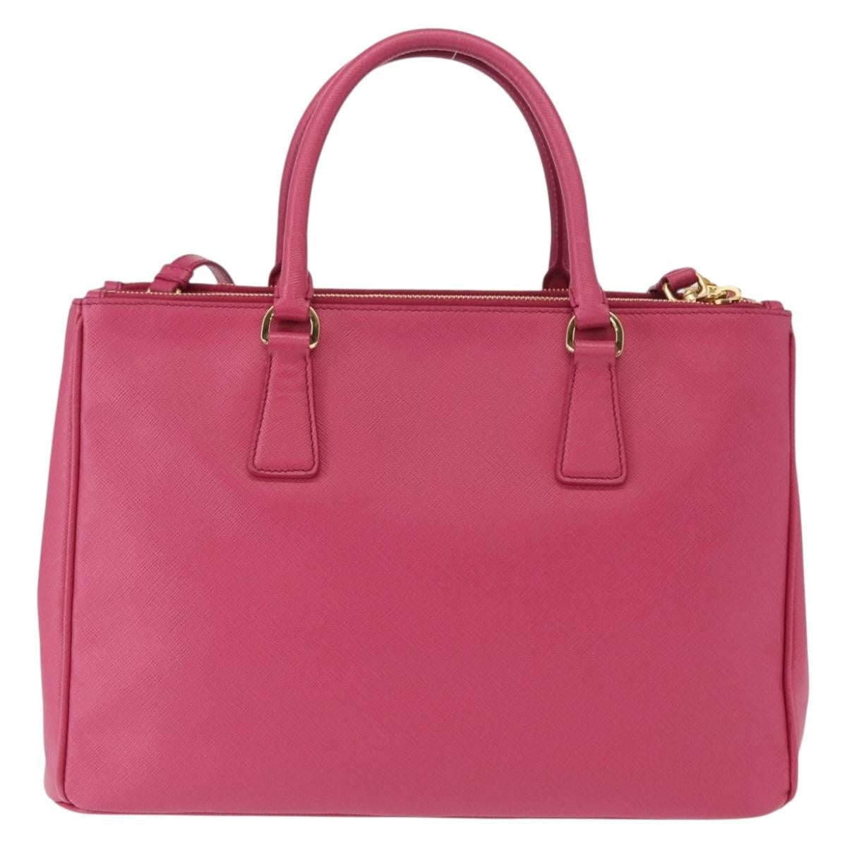 Prada Double Zip Lux Tote Saffiano Leather, PINK, LEATHER, Handbag