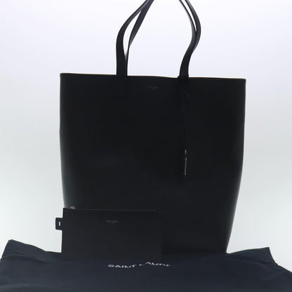 Saint Laurent Shopper Tote Leather, BLACK, LEATHER, Tote bag