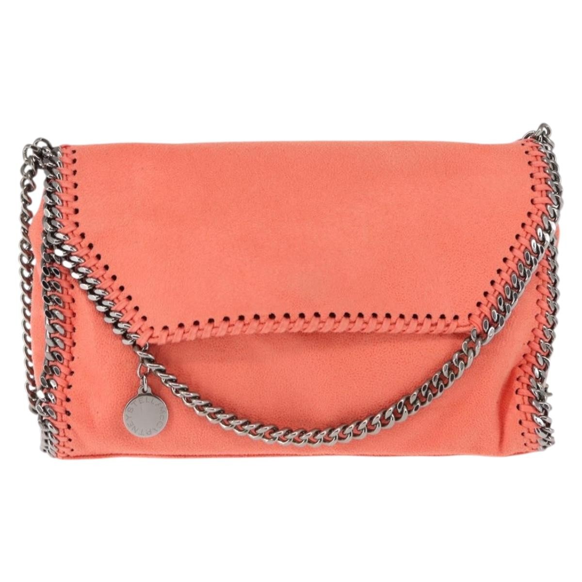 Stella McCartney Falabella Fold Over Crossbody Bag Suede, ORANGE, SUEDE, Shoulder bag