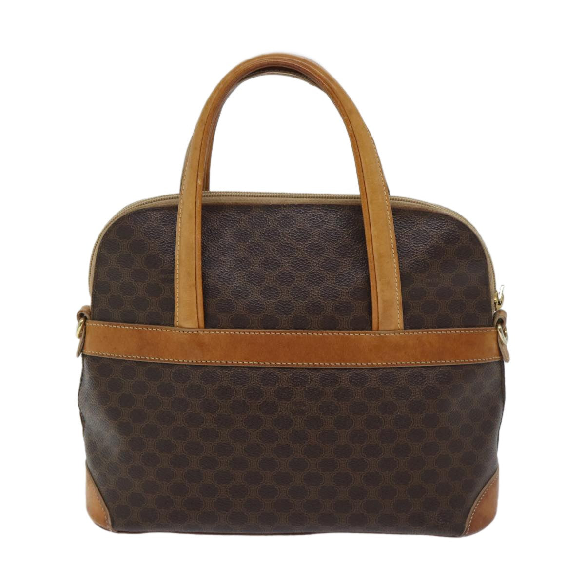 Celine Macadam Handbag Macadam with leather, BROWN, CANVAS, Handbag