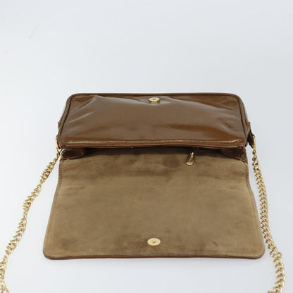 Bally Vintage Chain Shoulder Bag Quilted Patent leather, BROWN, PATENT_LEATHER, Shoulder bag