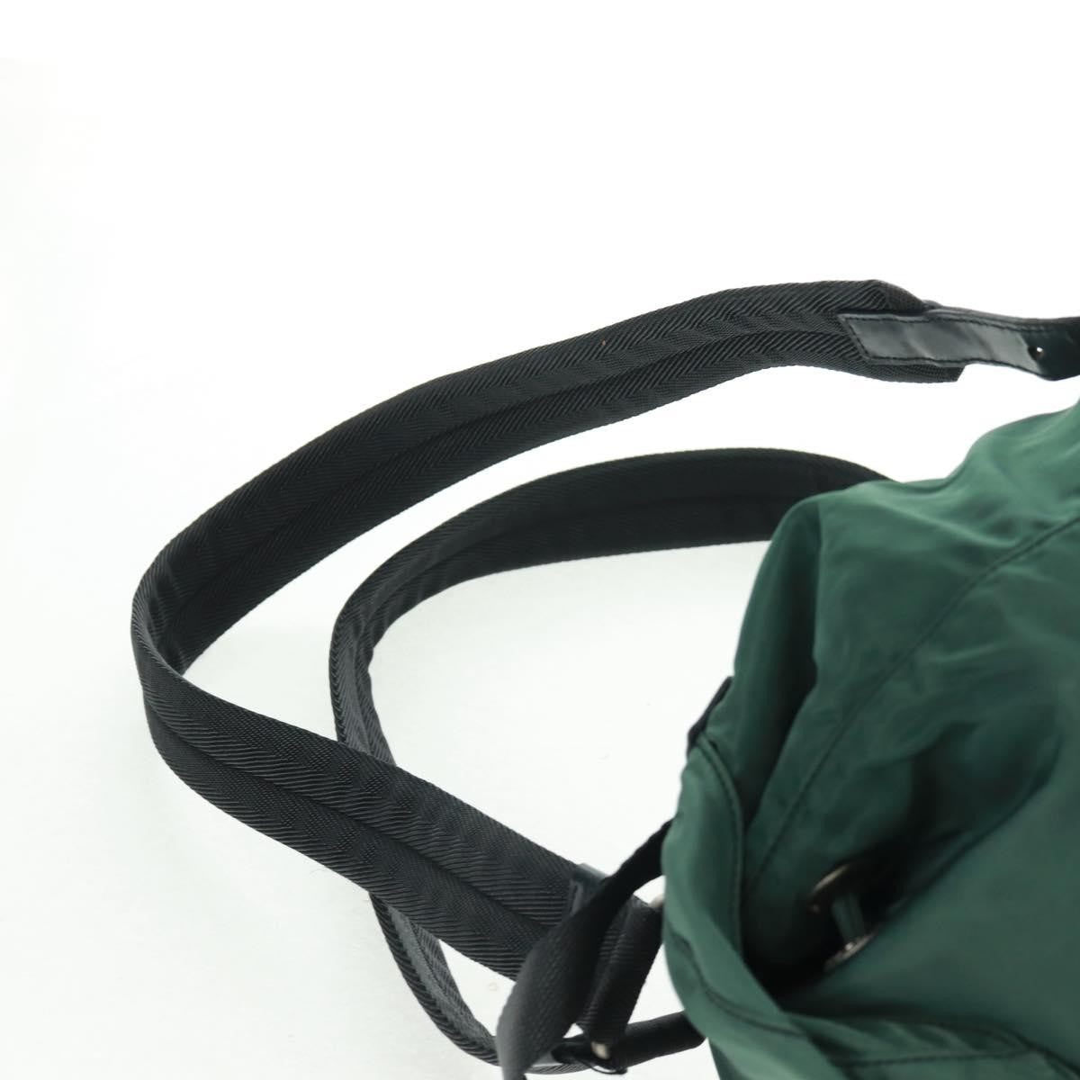 Prada Vela Double Front Pocket Backpack Tessuto with Saffiano Leather, GREEN, NYLON, Backpack