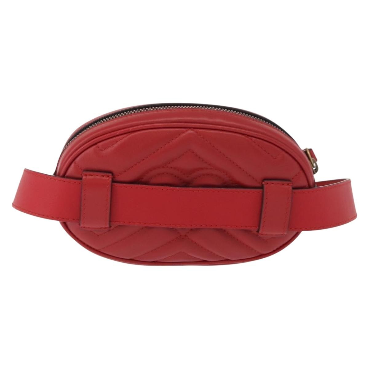 Gucci GG Marmont Belt Bag Matelasse Leather, RED, LEATHER, Clutche & pouche