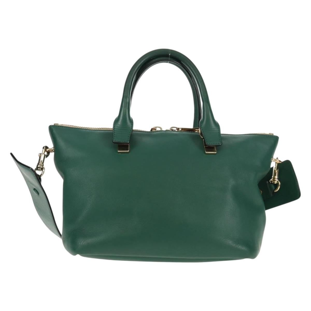 Chloe Bicolor Baylee Satchel Leather, GREEN, LEATHER, Handbag