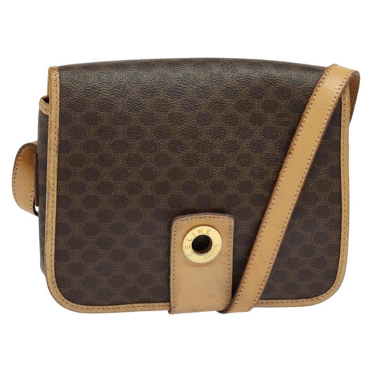 Celine Macadam Shoulder Bag PVC Leather, BROWN, CANVAS, Shoulder bag