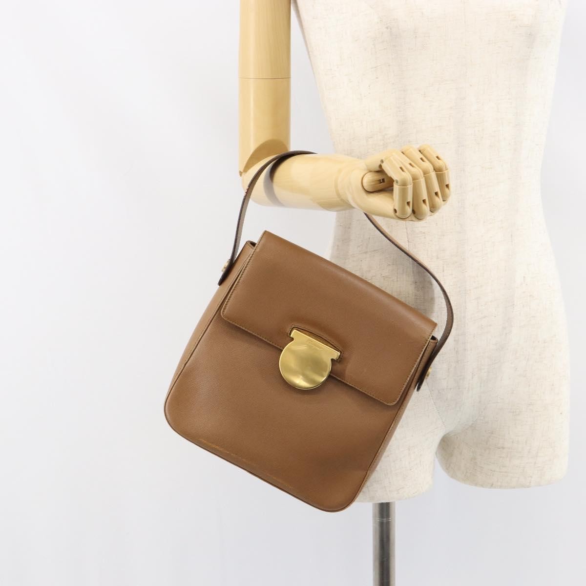 Salvatore Ferragamo Vintage Handbag Leather, BROWN, LEATHER, Handbag
