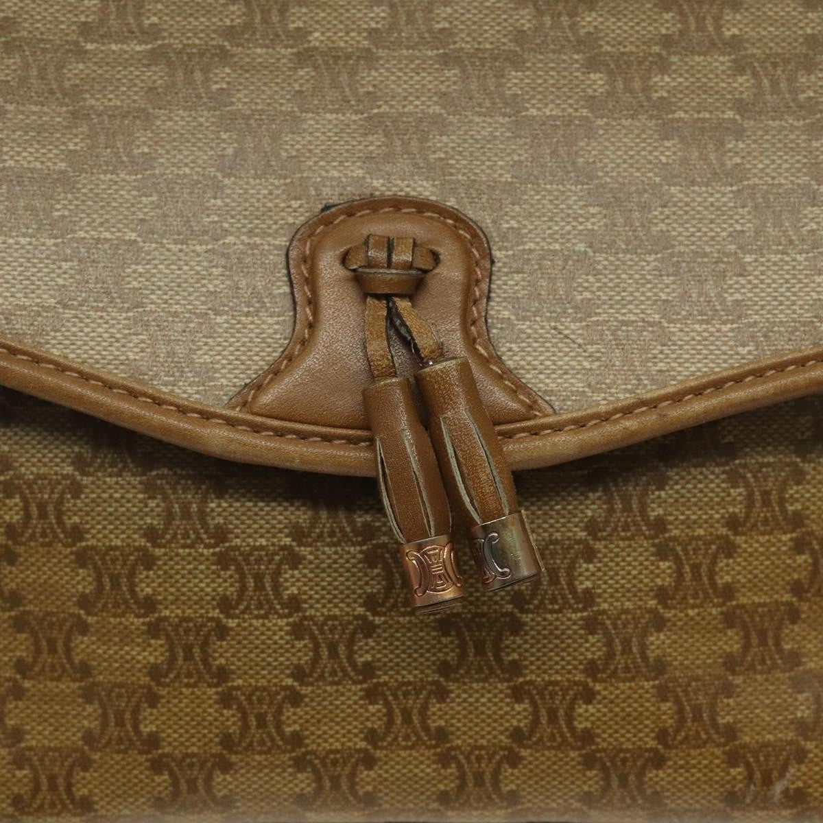 Celine Vintage Macadam Shoulder Bag Canvas, BEIGE, CANVAS, Shoulder bag