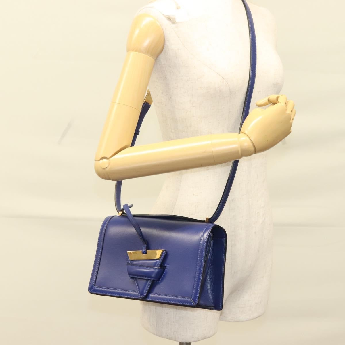 Loewe Barcelona Shoulder Bag Leather, BLUE, LEATHER, Shoulder bag