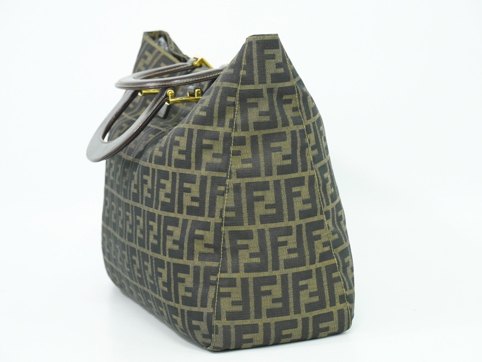 Fendi Vintage Zucca Handbag Zucca, BROWN, CANVAS, Handbag