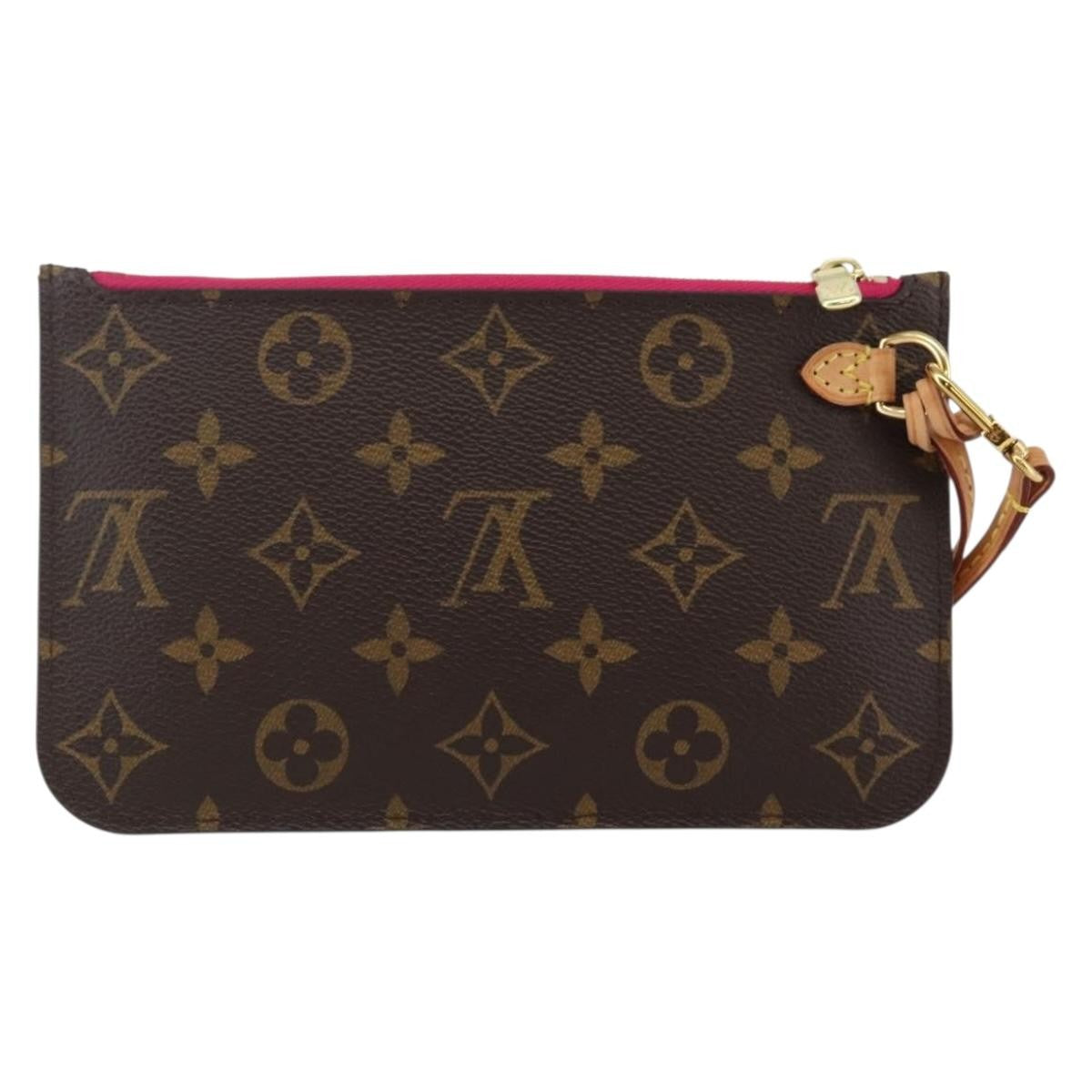 Louis Vuitton Neverfull Pochette Monogram Canvas, BROWN, CANVAS, Clutche & pouche